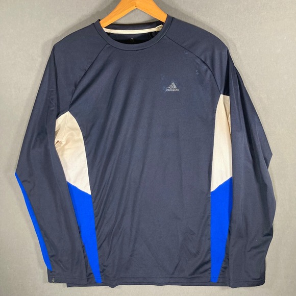 Adidas Mens Long Sleeve T Shirt Crew Neck Athletic Training Top Spots XL - Picture 1 of 11
